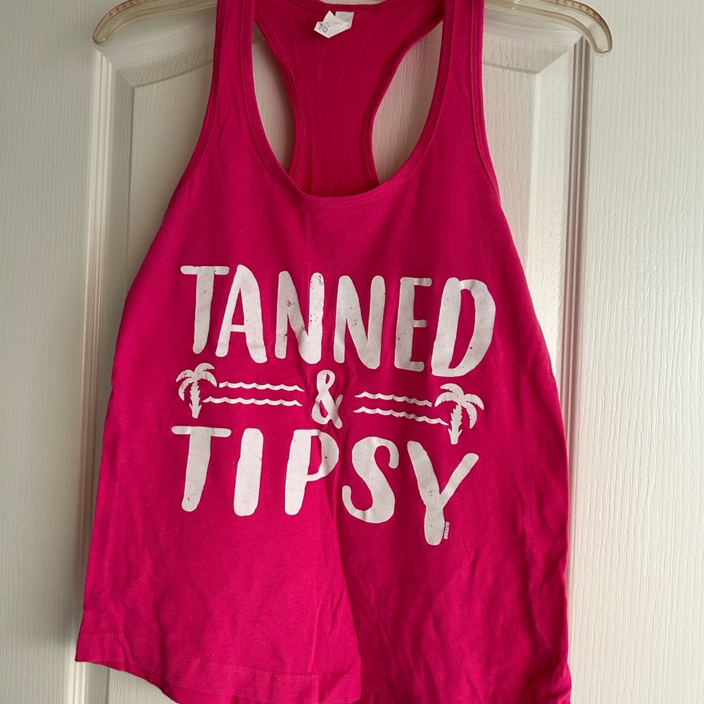 Tanned & Tipsy Pink Racerback Tank Top